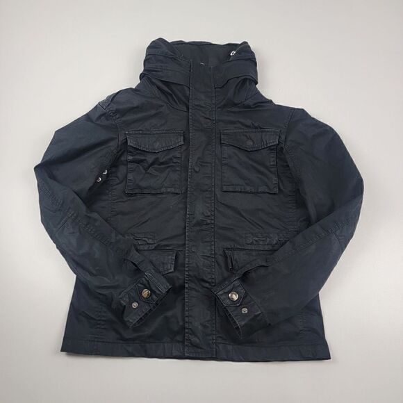 Zara Military Bomber Jacket Full Zip Hooded Long Sleeve Shirt Medium Lightweight - Picture 1 of 14